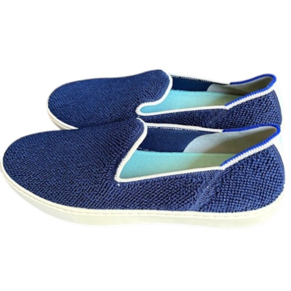 Rothy’s "The Slip On" Terry Low Top Sneakers Flats -- Sapphire/Lime - 9
